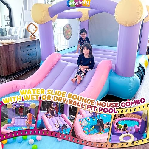 Miniatura 3 de Whubefy - Casa inflable de rebote para niños 3-6, castillo 5 en 1 con tobogán, soplador, piscina de bolas, objetivo de dardos con 6 bolas adhesivas,