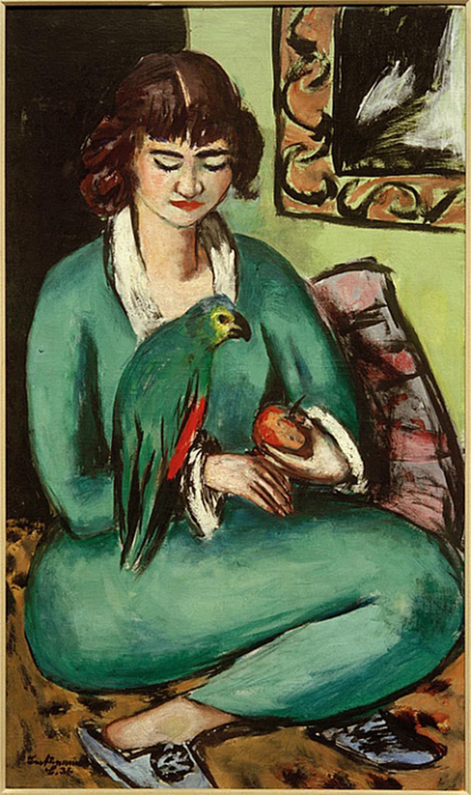 ARTXLXXBN Famous Art Print Poster Vintage Wall Art Quappi with Parrot by Max Beckmann Canvas Art Poster for Home Decor 60x90cm
