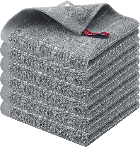 Miniatura 53 de Homaxy Toallas de cocina de rizo de algodón 100% (gris oscuro, 13 x 28 pulgadas), diseño a cuadros, suaves y súper absorbentes, paquete de 8