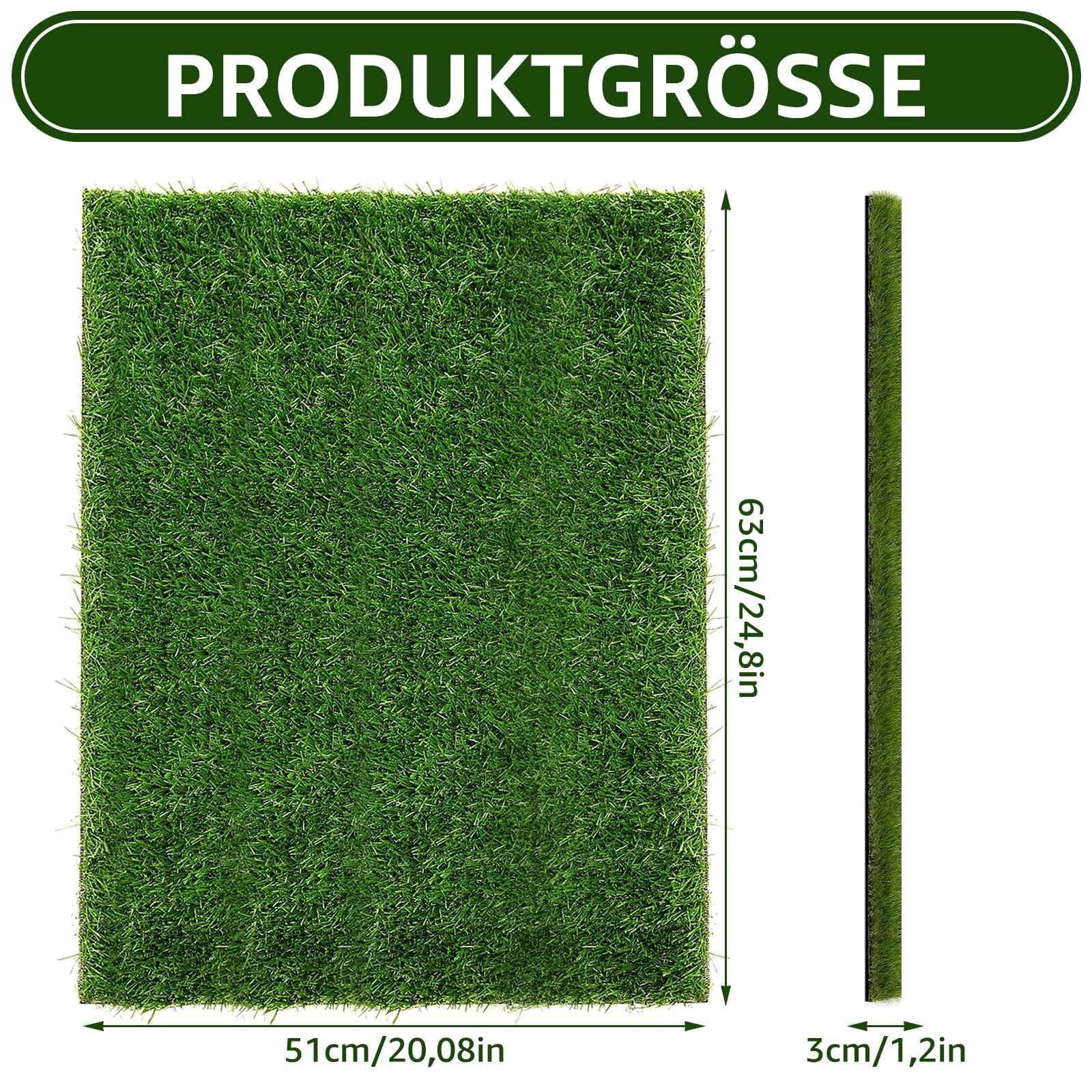 Lot de 2 Tapis de Propreté Chien en Fausse Pelouse 51x63 cm, Toilette pour Chien Lavable et Réutilisable, Litière Chien Intérieur et Extérieur avec Gazon Artificiel
