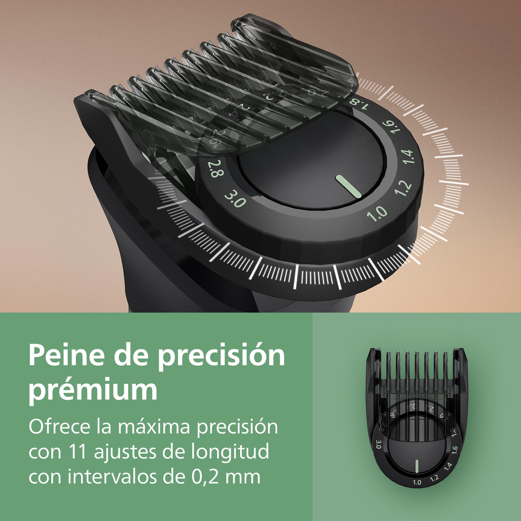 Philips Recortadora todo en uno de 19 en 1 Serie 9000 + OneBlade - Afeitadora y cortapelos hombre para rostro, cabeza y cuerpo, cuchillas de acero autoafilables, 27 longitudes, recargable, MG9956/15