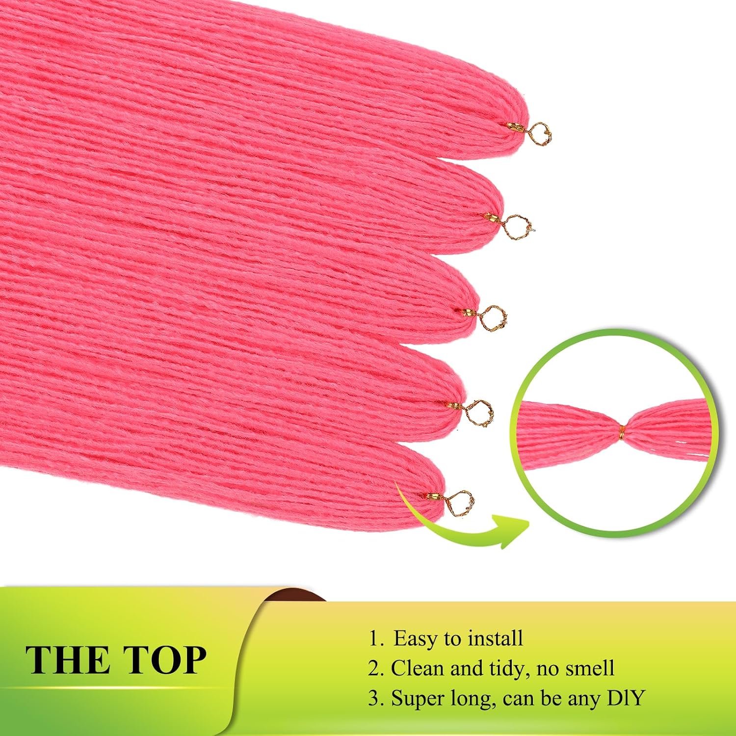 GUOHUI Micro Faux Locs Crochet Hair, 36 Inch 5 Packs Color Dark Pink DIY Braids Straight Styles (36",Pink)