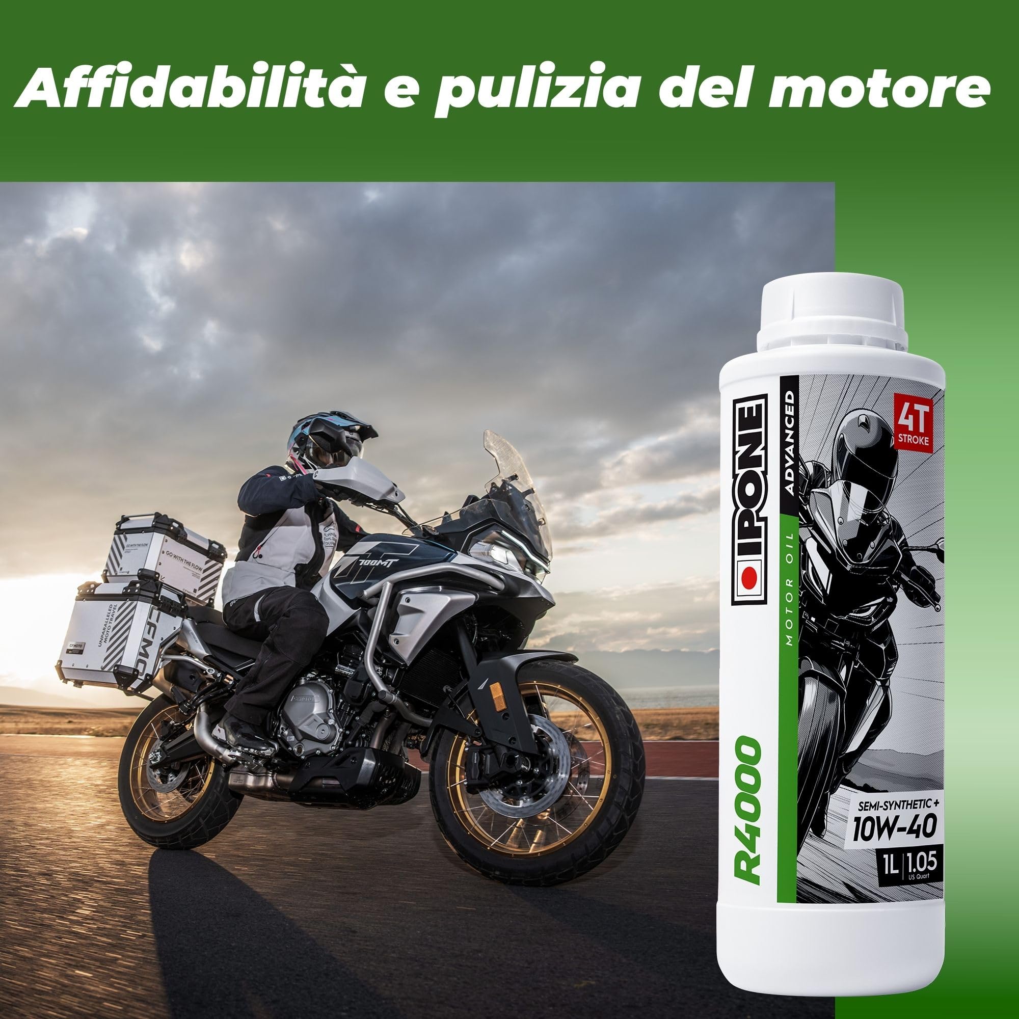 Ipone - Olio motore sintetico + “R4000 RS”, per motori a 4 tempi, 10W40, rif. 800029