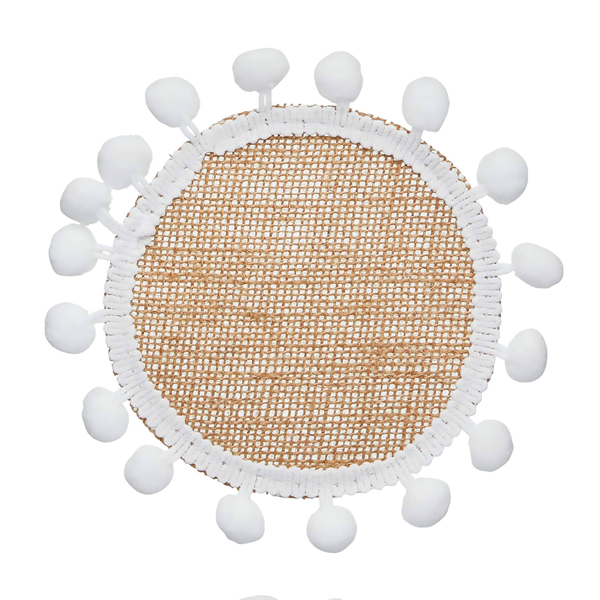 KitchenCraft Natural Elements 4-er Set Jute-Untersetzer, 4 gewebte Jute-Untersetzer, mit Bommel-Dekorationen, 15cm