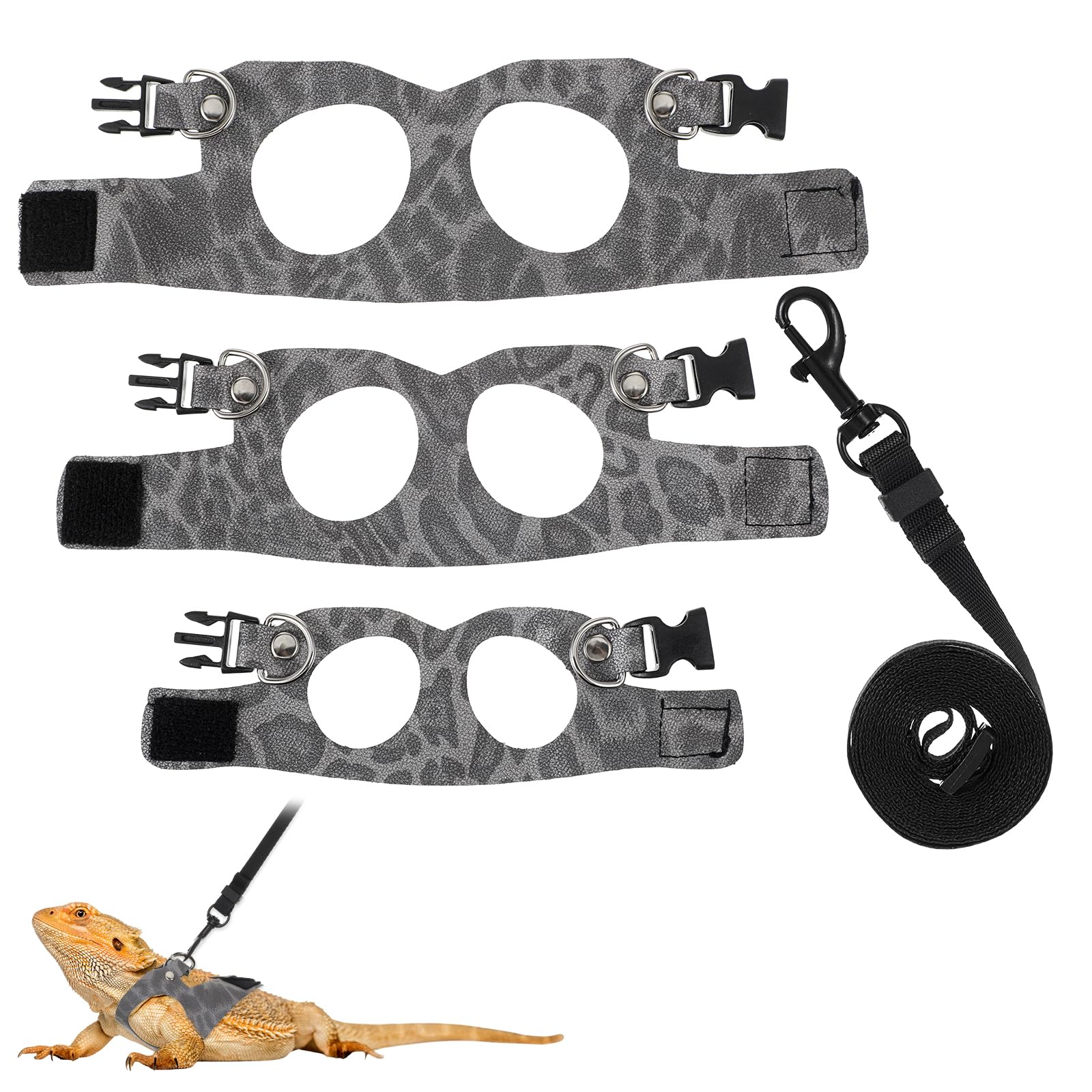 Oruola 3 Sizes Bearded Dragon Lead,Adjustable Bearded Dragon Harness