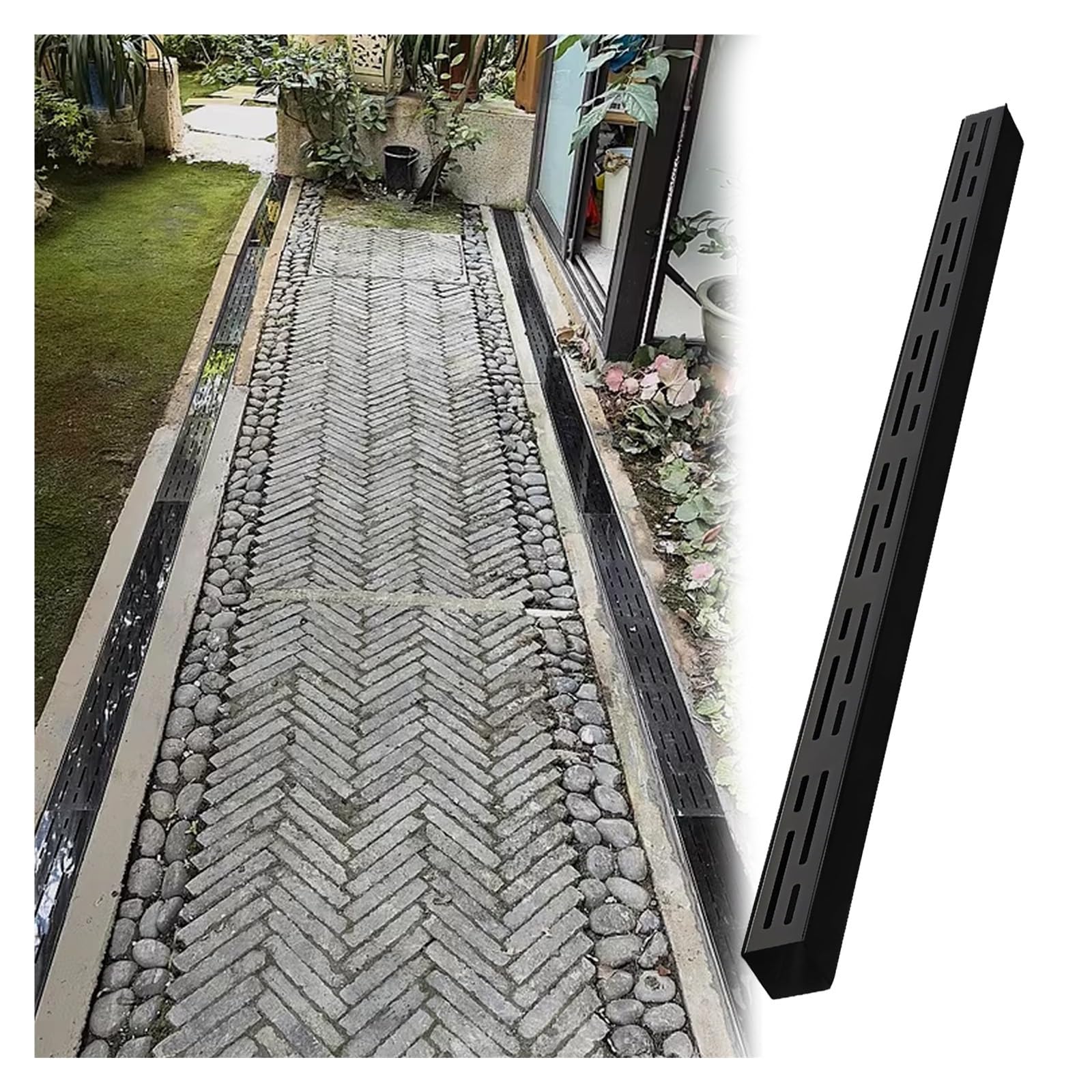 Inverseur de gouttière allongé et grilles de drainage ultra étroites en métal