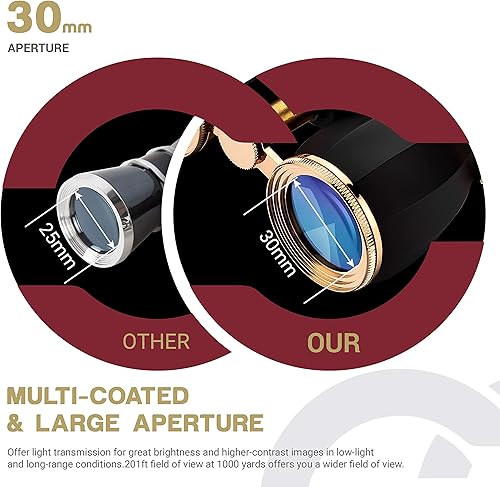 Miniatura 2 de ESSLNB Lentes de ópera para mujeres y adultos, lentes de teatro compactos para teatro y conciertos, binoculares antiguos con funda y cadena