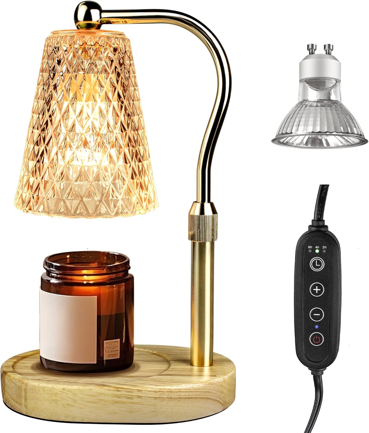 Candle Warmer Lamp, Candle Warmer Lamp with Timer - with 1 Bulbs 50W GU10 Adjustable Height, Candle Lamp Warmer for Home,Office Decoration,Etc.