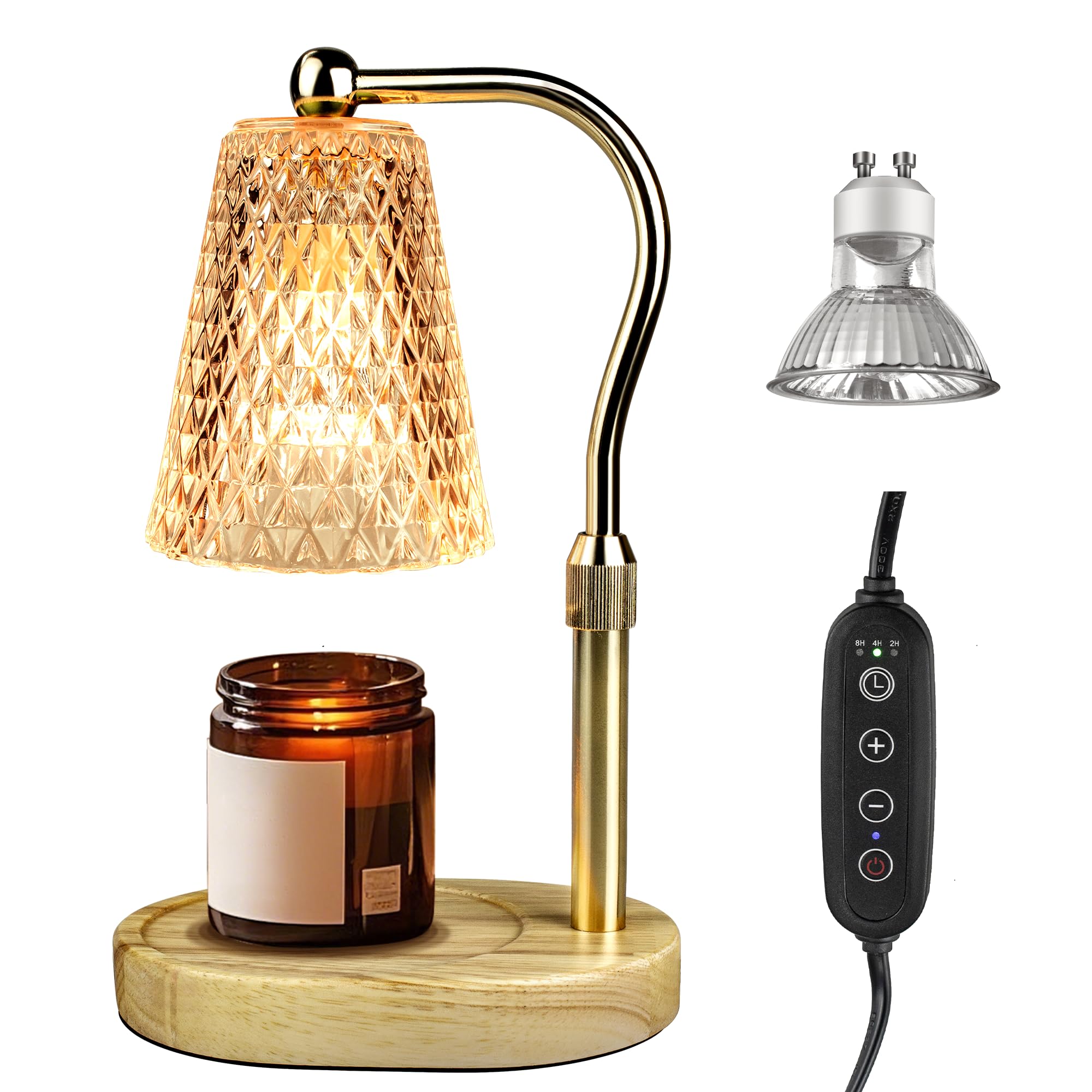 Candle Warmer Lamp, Candle Warmer Lamp with Timer,Dimmable Candle Warmer with 1 Bulbs 50W GU10 Adjustable Height, Candle Lamp Warmer for Home,Office Decoration,Etc.