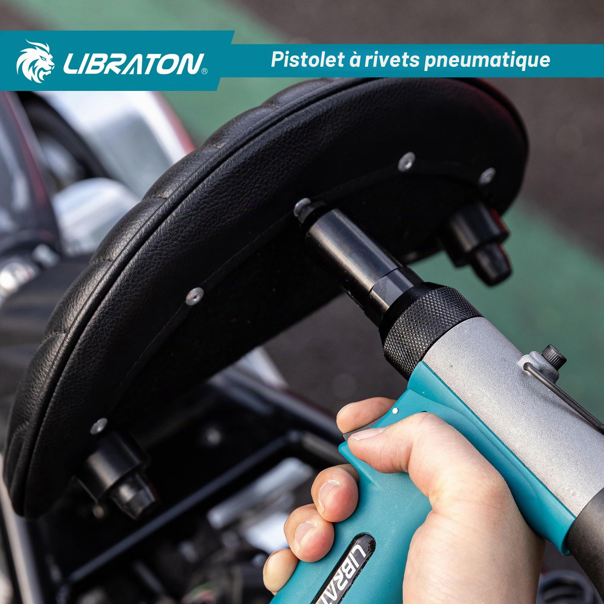 LIBRATON Riveteuse Pneumatique, Pistolet à Riveter Pneumatique Robuste avec 200 Rivets 2,4 mm 3,2 mm 4,0 mm 4,8 mm, Pince à Rivet Pop à Air Hydraulique pour Réparation, Conception Auto-Aspirante