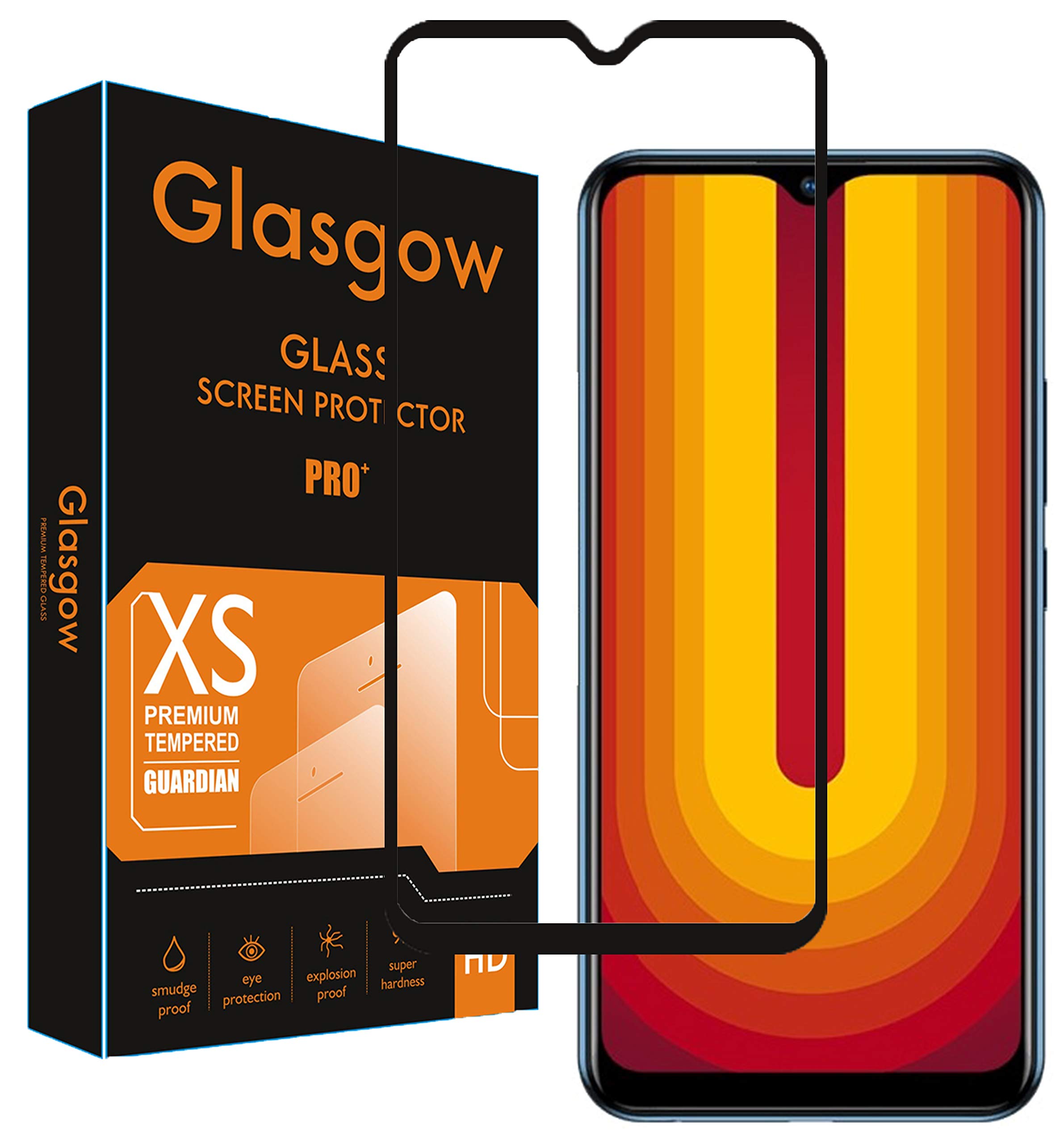 Glasgow |for vivo u10 | tempered glass screen protector guard | full glue curved tempered glass | bubble free installation | gorilla (Black) edge to edge full screen coverage (B07XVLQVYX) Amazon Price History, Amazon Price Tracker