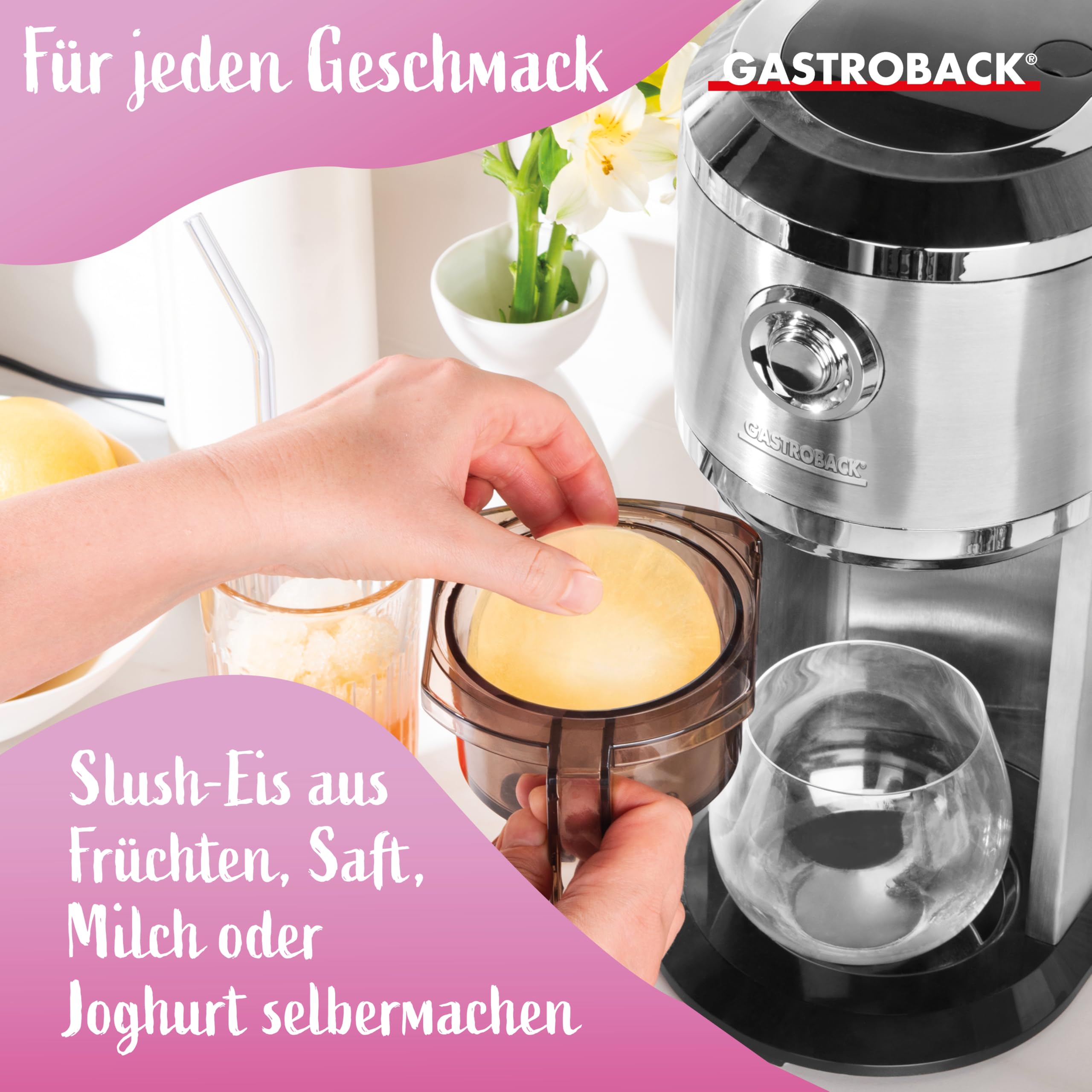 GASTROBACK Slush Macchina per la casa per il ghiaccio Shaver Machine – Slushy Maker per Frozen Cocktail, Snow Cone, Slusheis, Granita e Crushed/Shaved Ice – Spessore e quantità di riempimento
