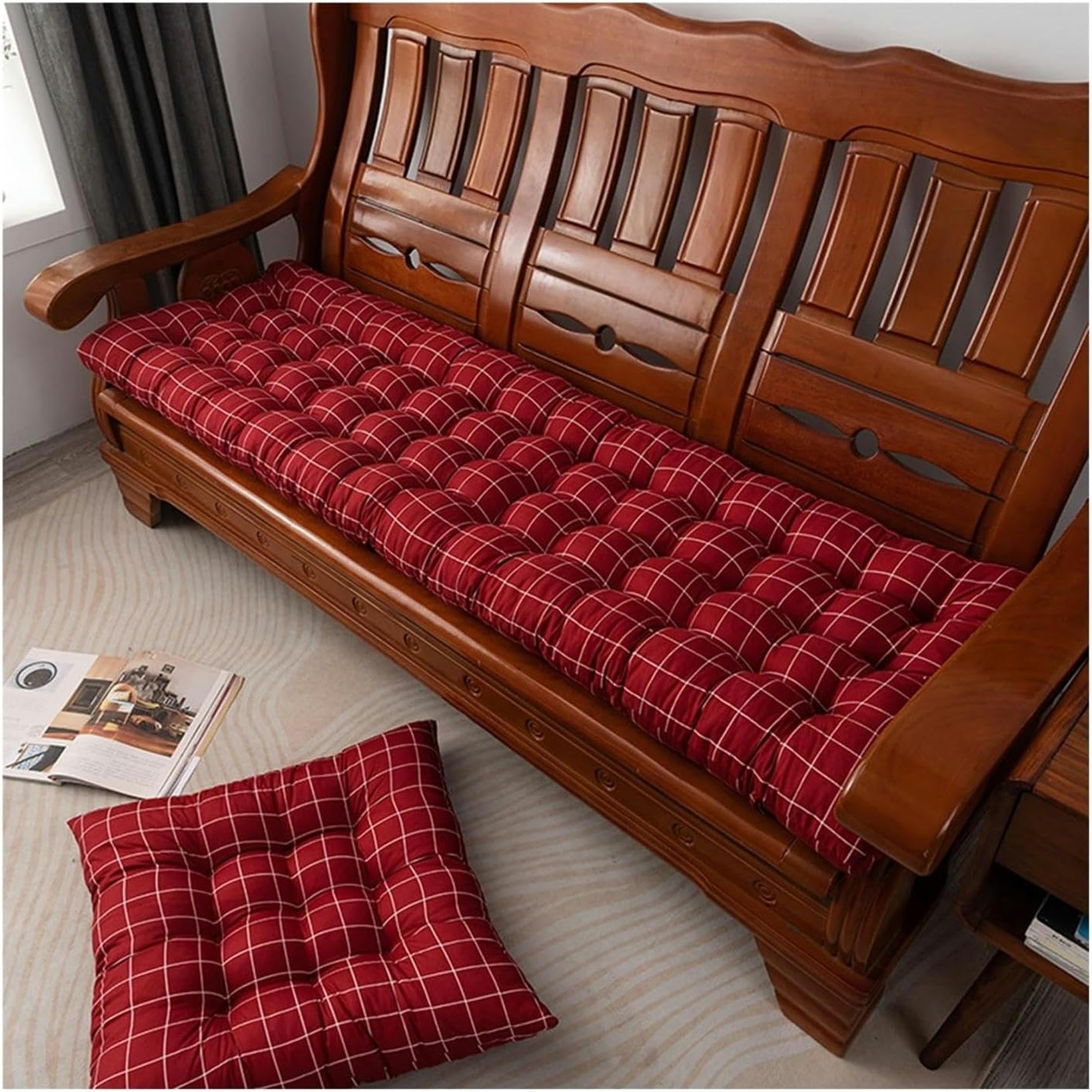 HOTAPEPU Bench Cushion Seat Cushion for Window Sill, Outdoor Bench Cushion Cushion for Bench Porch Swing, Chair Cushion Outdoor Cushion Bench Cushion Seat Cushion (Color : Black, Size : 53 * 165cm)
