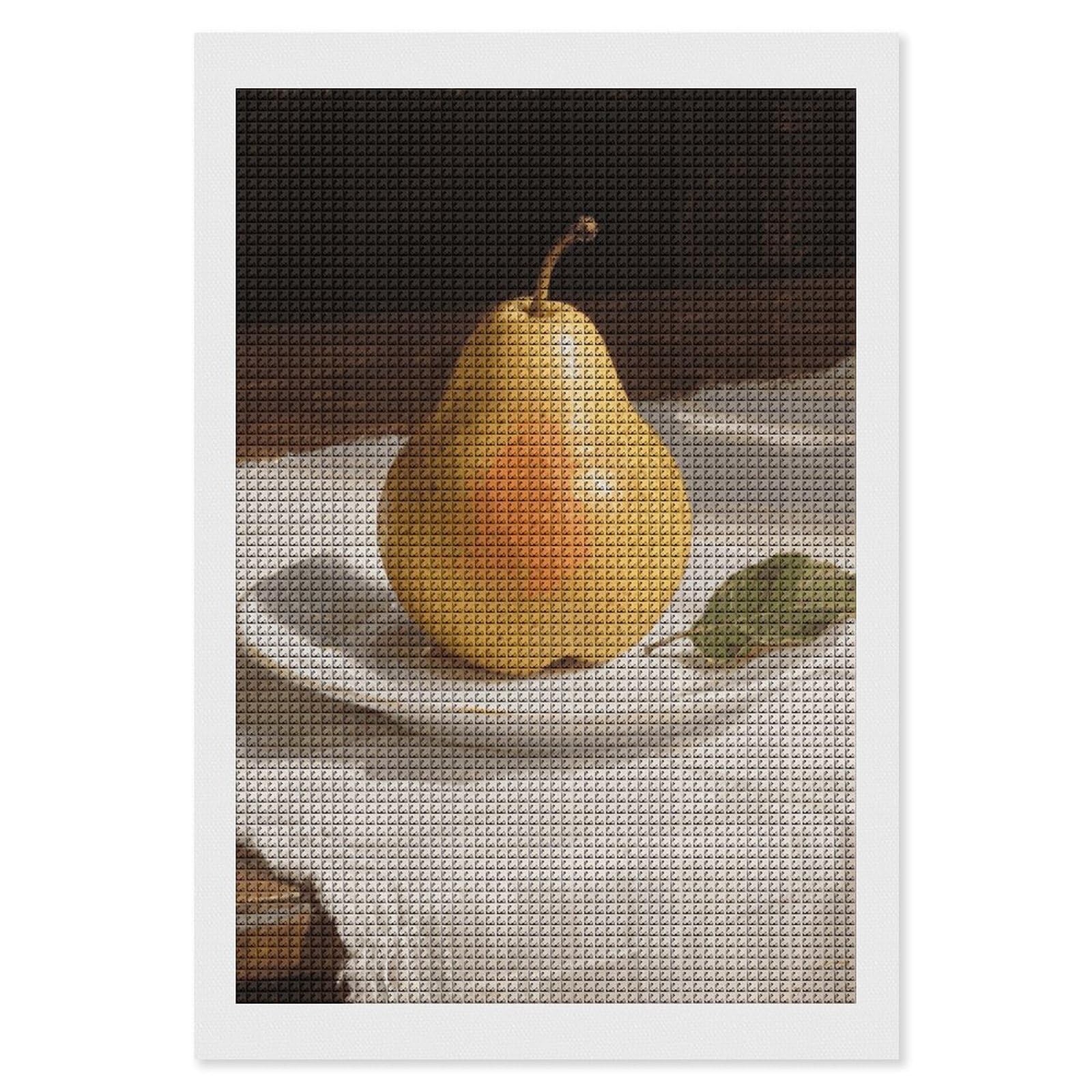 FodPand Pear 5D Diamond Painting Kits for Adults Beginners Full Drill Square Diamond Dots Pictures Gem Art Supplies for Home Wall Room Decoration DIY Craft Set Gift 8x12