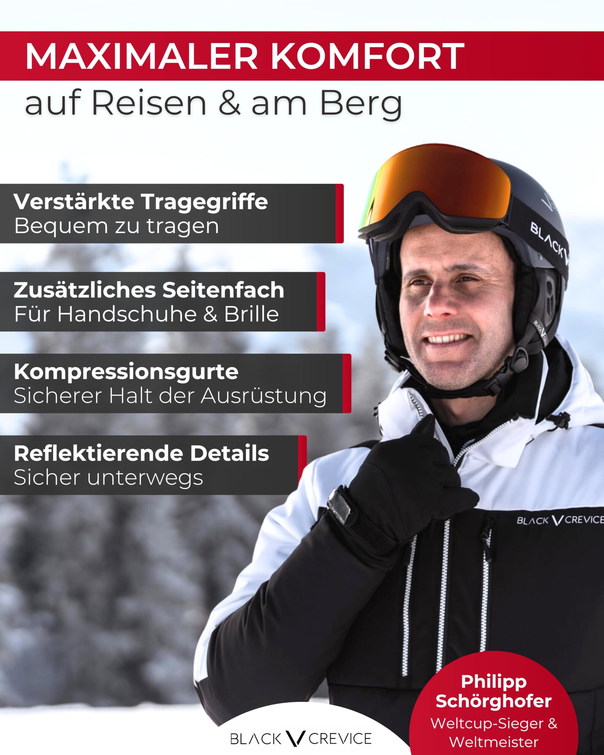 BLACK CREVICE Skitasche-Set I Kombi-Set aus Skisack & Skischuhtasche I robuste Skitaschen aus 600D/PVC I Ski-Set mit Schultergurt I Skibag: 180x20x20cm I Skischuhe-Tasche: 43x27x42cm