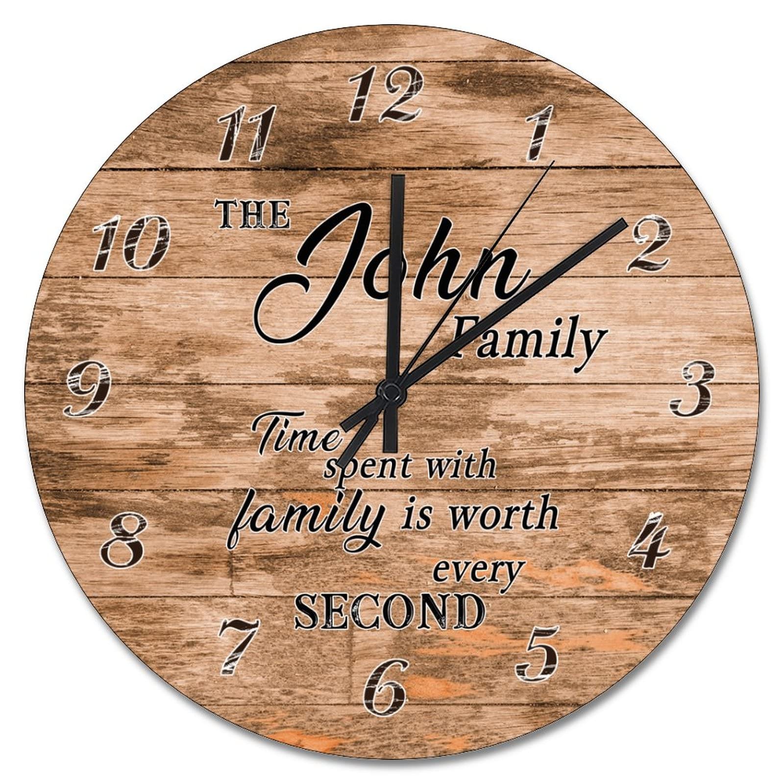 Horloge murale en bois marron decoration murale vintage pour chambre