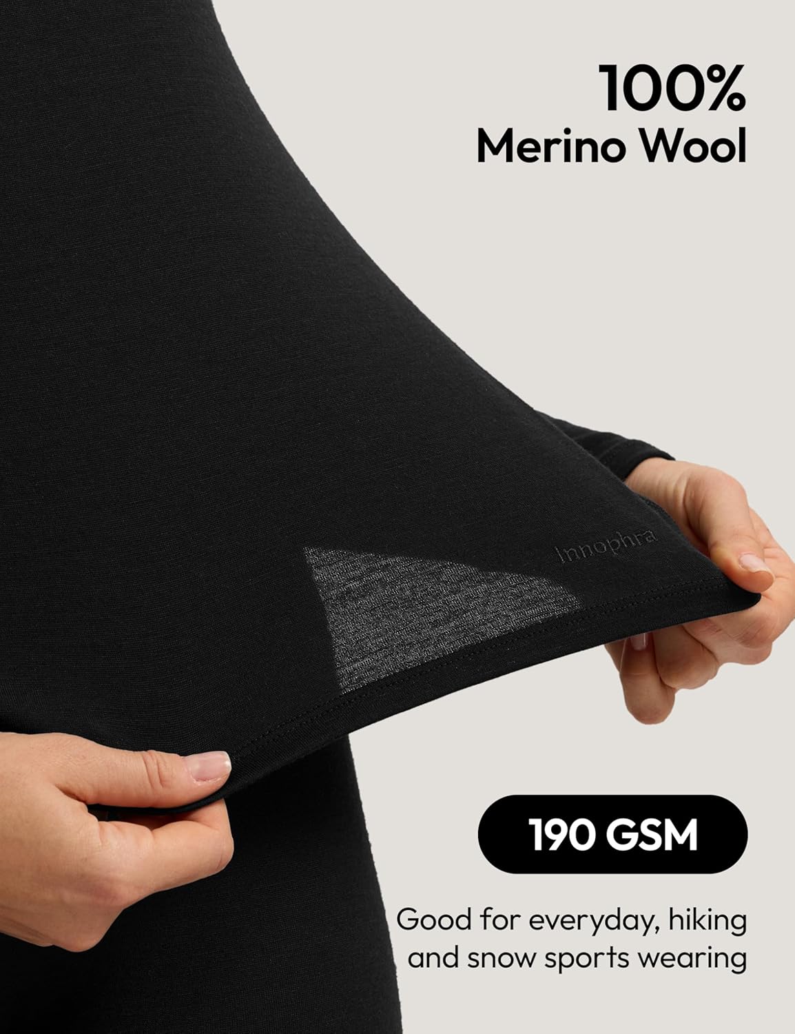 Womens 190 Merino Wool Base Layer Shirt - Hiking Outdoor Casual Long Sleeve Thermal Underwear Soft Breathable Tops - Image 4