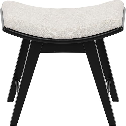 Miniatura 7 de URFORESTIC Taburete de tocador, taburete de maquillaje moderno con superficie de asiento cóncavo, capacidad de 300 libras, fácil montaje (negro)