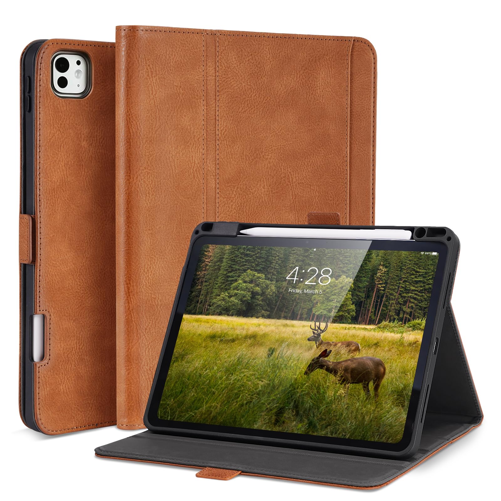 AsileCuir Case for iPad Pro 11 Inch M5/M4 (2025/2024), Black