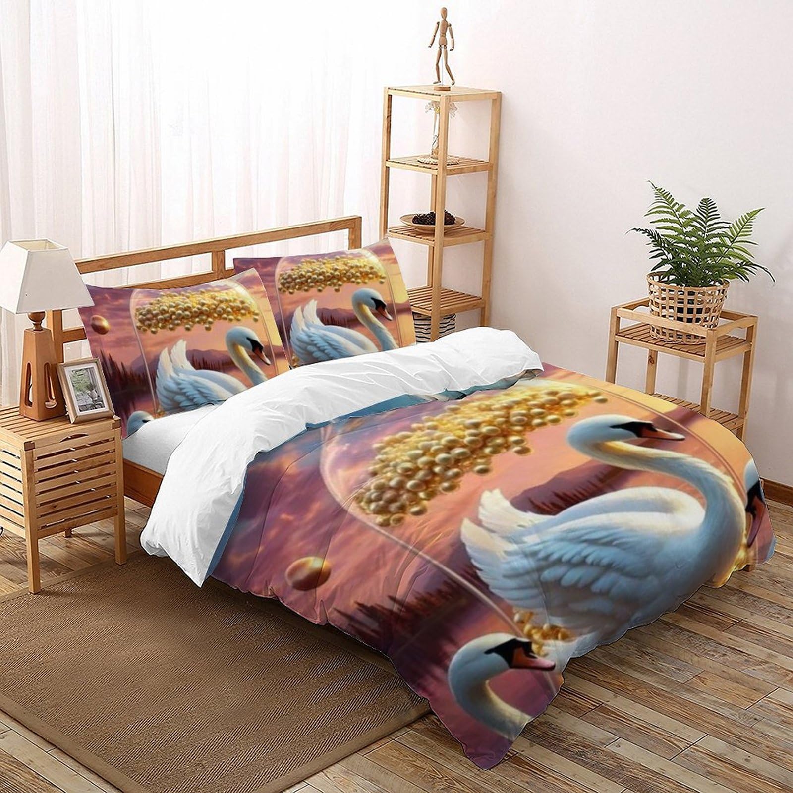 Taies d'oreiller et housse de couette 200x200 oie aux œufs d'or lit enfant