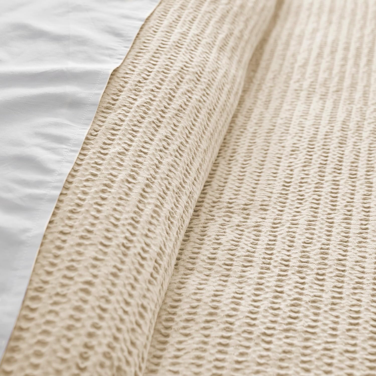 Levtex Home Cloud Waffle King Duvet Cover Set (106x94in) with 2 Pillow Shams (36x20in) - Solid Waffle Cotton Texture - Undyed Cream - Cotton King Size Duvet Cover Set - Soft, Pre-Washed