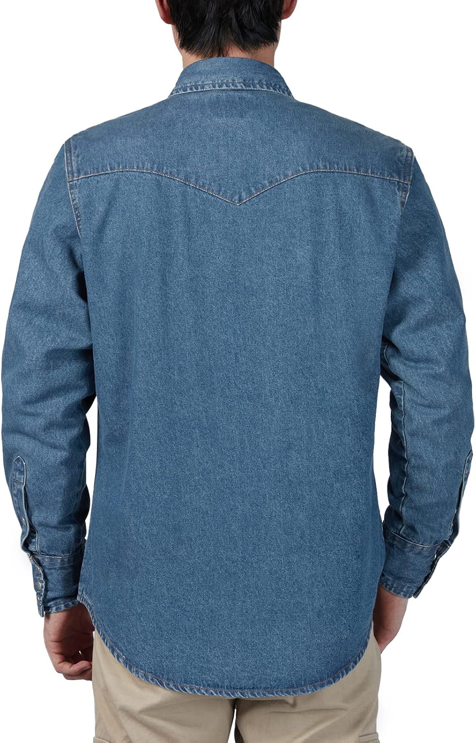 HISEA Men's Denim Shirt Long Sleeve Work Shirt Mens Regular Fit Button Down Shirts Cotton Work Shirts Washed Finish - Image 4