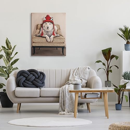 Miniatura 3 de Stupell Industries Silla de sala de estar con sombrero rojo Husky de invierno, diseñada por Kamdon Kreations, arte de pared en lienzo, 30 x 40