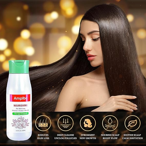 Amplbe Thickening and Nourishing ShampooFor Thinning HairStrengthens Roots, Deeply Nourishes & Promotes Fuller, Healthier HairSoft, Flowing Hair ConfidencePlant-Based, 100% Vegan8.45 floz (250ml)