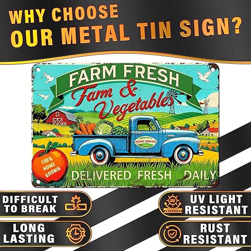 Miniatura 3 de PEACHGARDEN Letrero de metal para decoración de pared para granjeros, cocineros caseros para el hogar, cocina, bar, cueva de hombre, garaje, patio,