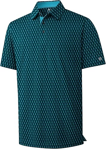 ZITY Mens Golf Shirts Short Sleeve Print Patterns Performance Moisture Wicking Polo Shirt - 75% off
