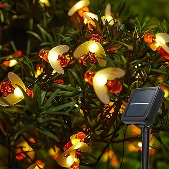 Solar Fairy Lights Outdoor Bee Fairy Lights 50 LEDs 7 m 8 Modes Waterproof Fairy Lights Indoor / Outdoor for Garden Lawn Patio Summer Festival Holiday Party Warm White [Energy Class A +++]