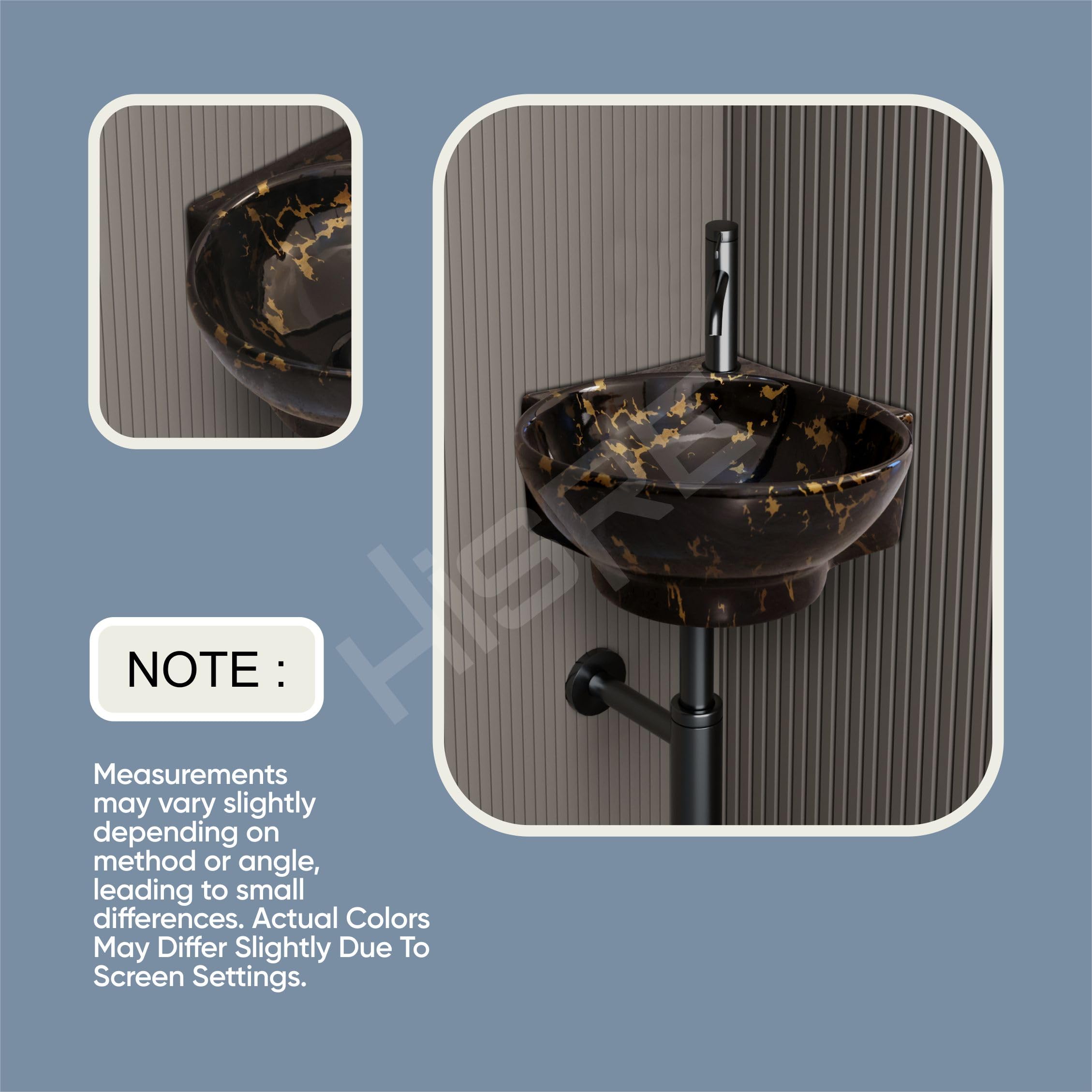 HISRE Wall Mounted Wash Basin for Bathroom | Ceramic Wash Basin Wall Hung Small Corner Wash Basin/Sink (Style - F), photo 4 of 5