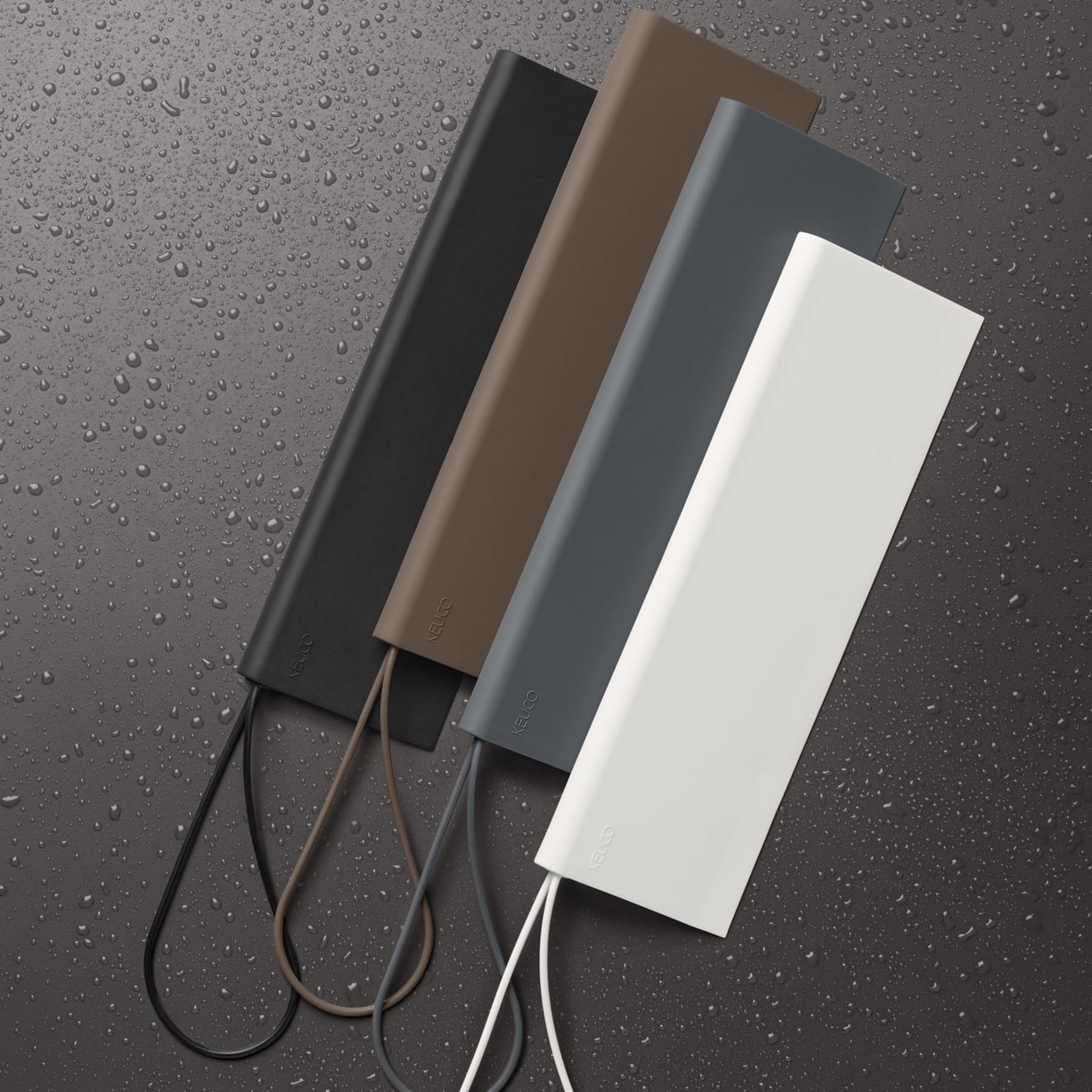 KEUCO Duschabzieher aus Silikon, mit Wandhalterung, Glaswischer zum Kleben, 26,4x8,2x1,7 cm, schlierenfrei, Abzieher für die Dusche, Farbe: weiß