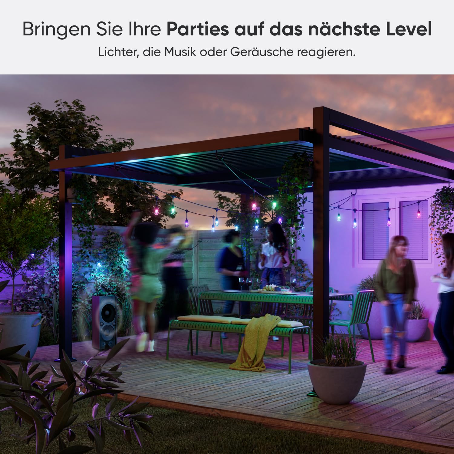 Nanoleaf Smart LED Lichterkette Außen 15m Starter Kit - 20 dimmbare RGBICW Gem Glühbirnen, IP65 wasserdicht, WLAN Kontrolle mit App und Stimme (Matter Alexa Siri Apple Google Home) Balkon Garten Party