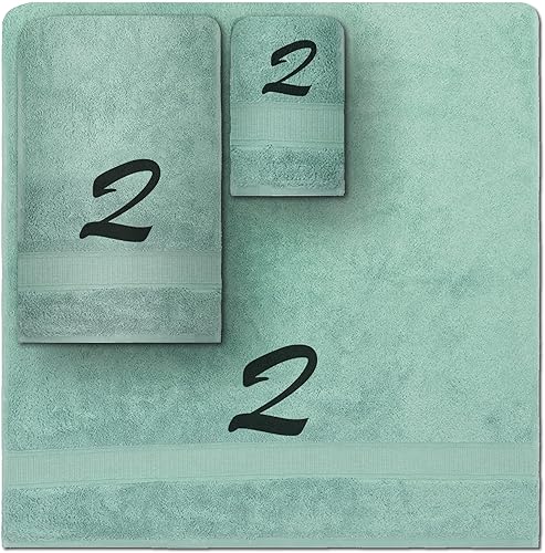 Vista 34 de Juego de toallas con monograma, regalo personalizado, juego de 3 toallas turcas bordadas con letras de bloques, 1 toalla de baño y 1 toalla de mano
