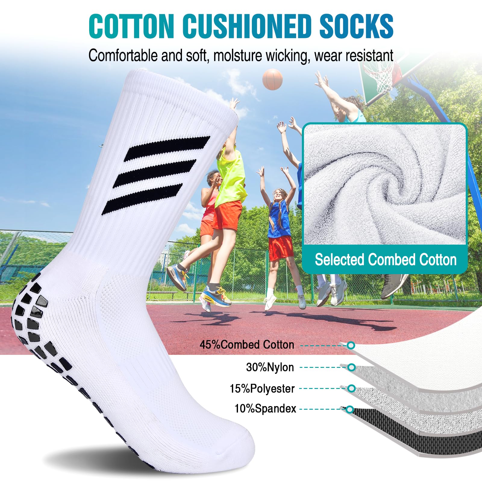 Calzettoni Calcio Bambino Calze Antiscivolo Bambino Estive Calze Sportive Grip Unisex Comodi Calzini Antiscivolo Ragazzi Ragazze Calcio Rugby Tennis Per 6-12 Anni