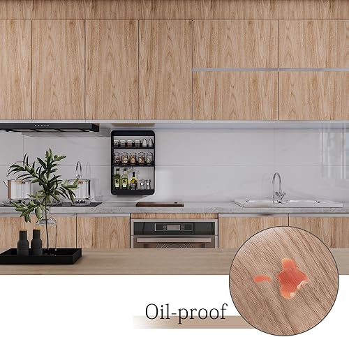 Miniatura 6 de Papel tapiz extraíble de 394 x 24 pulgadas, papel adhesivo de grano de madera para encimeras, papel tapiz de vinilo impermeable, papel adhesivo de