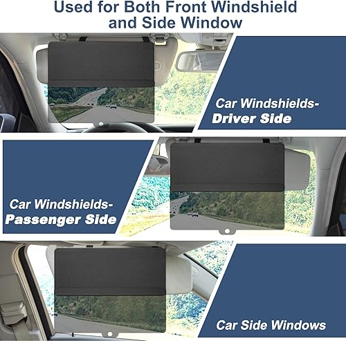 Miniatura 7 de NAZZO Extensor de visera solar para automóvil, bloqueador solar con lente de parasol de PC, posición ajustable de montaje magnético, protege del