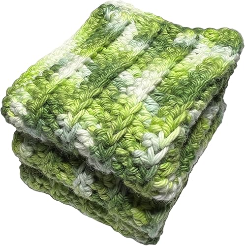 Miniatura 2 de Crochet Washcloths Set of 3, 100% cotton, Dish Towels, Dish cloths, Lime, Green, White linen, Hand towels, washcloth for baby, Baby wipes