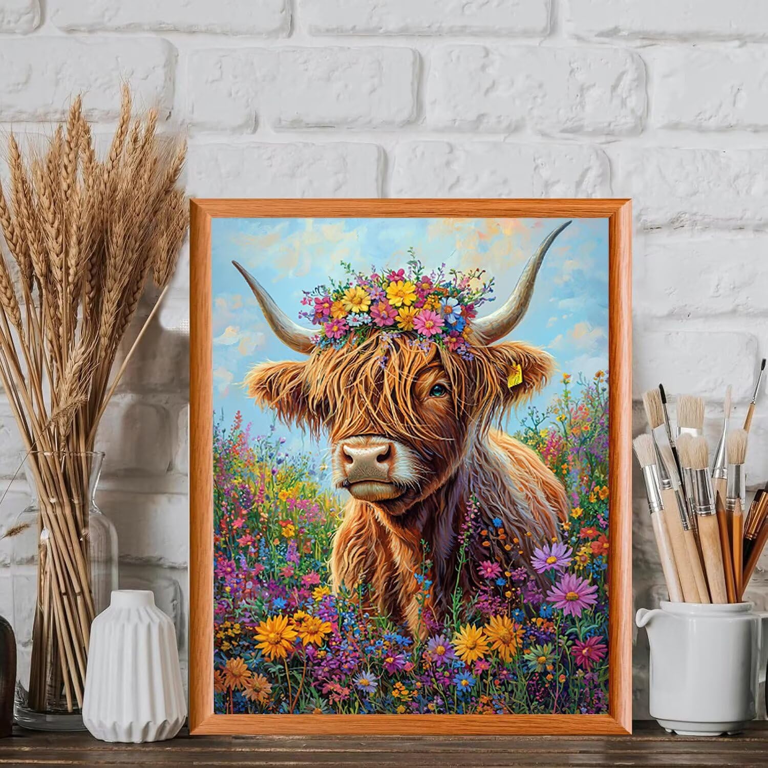 WEISHIWE Dipingere con i Numeri Adulti Mucca highland, 80x100cm s-273 | Paint by Numbers Kit con Pennelli e Acrilico Pigmento, Fai da te Olio La Pittura di Numeri Kit, Decora la Casa, senza Cornice