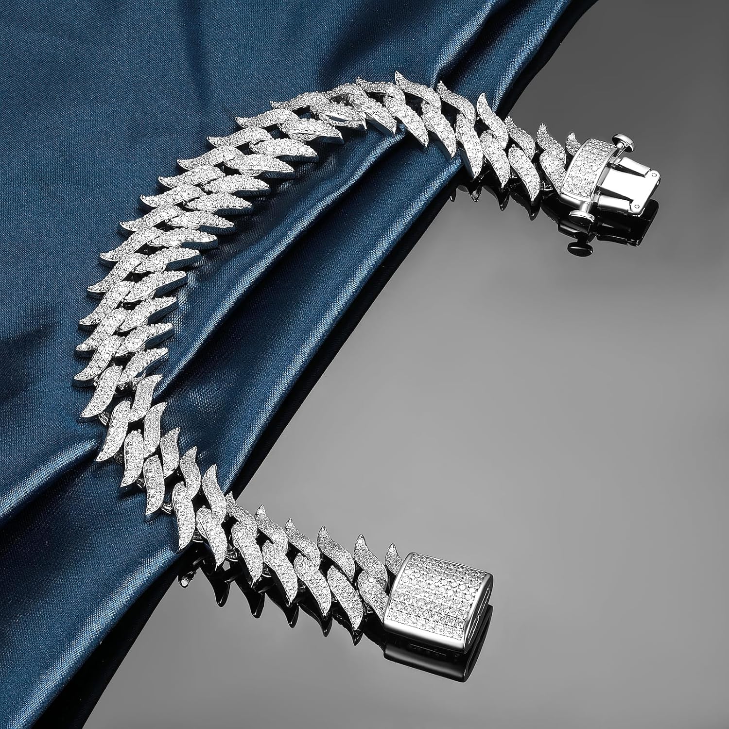 Gemsme 14K White Gold Plated Cuban Link Bracelet for Men Women Chain Bracelet Hip Hop Jewelry Gift for Christmas Anniversary Valentines Day 6.5/7/7.5/8/8.5/9 inches - Image 4