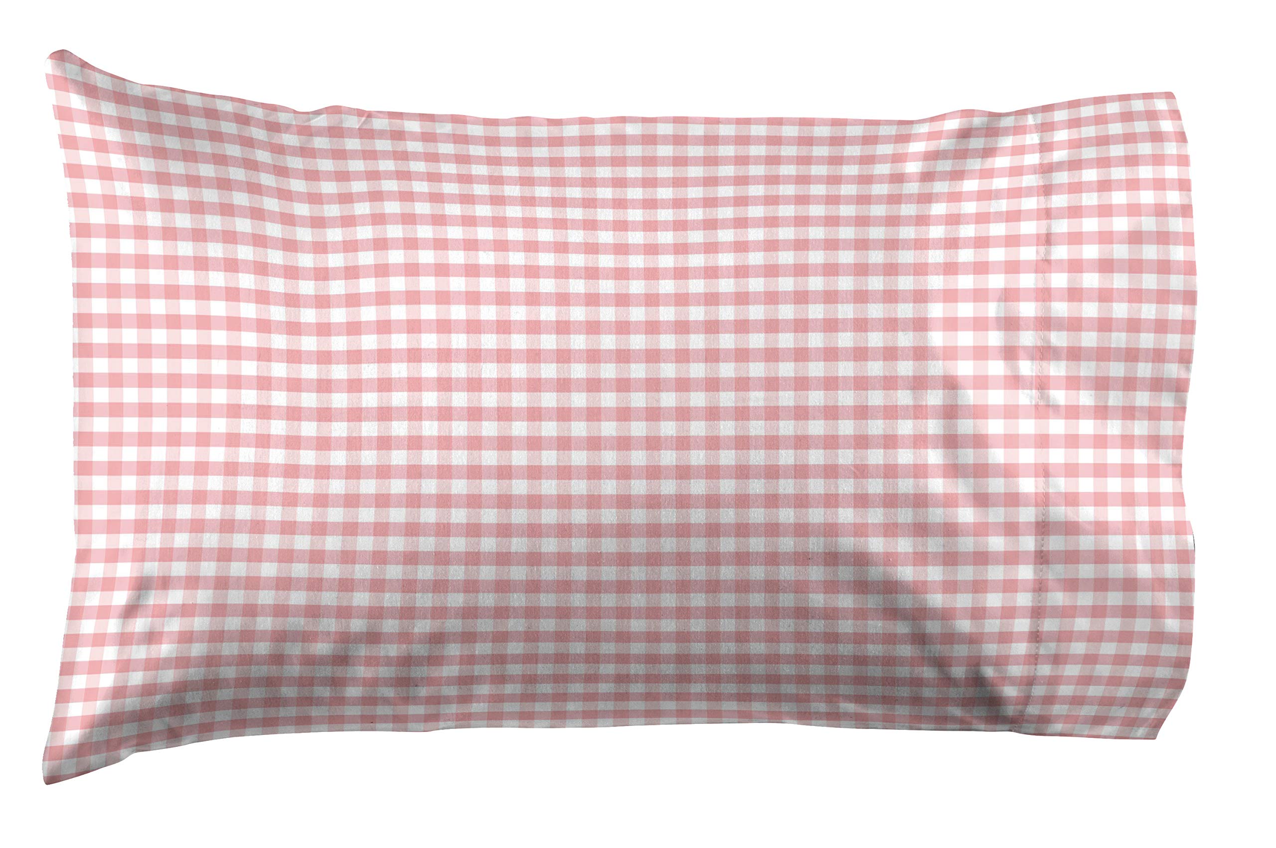 Saturday Park Pink Gingham Checkered Pillowcase - 100% Cotton Pillow Cover - Ultra Soft & Durable - Oeko-TEX Certified