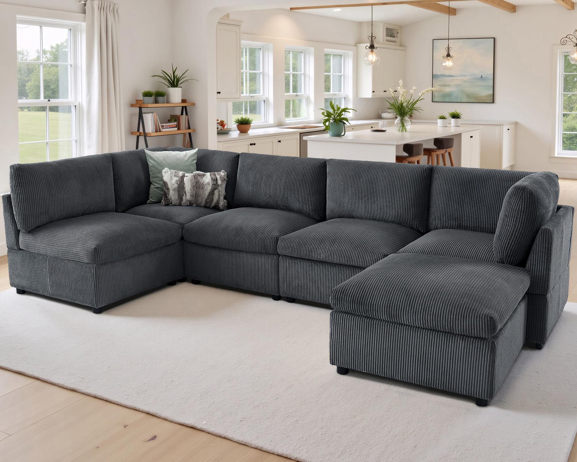 Jocisland Oversized Modular Sectional Sofa with 32 Deep Seat 6 Seater Sectional Couch Modular Sofa for Living Rooms