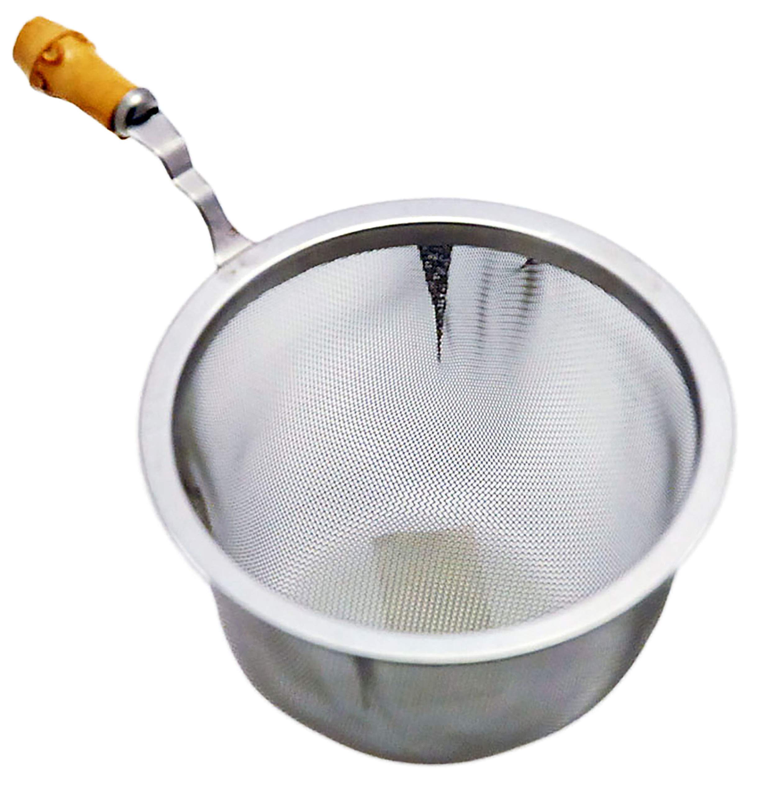 eve-mode 18-8 stainless steel tea strainer with genuine bamboo pattern 70-50 size 70mm depth 50mm