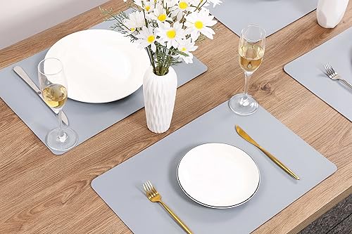 Miniatura 3 de Manteles individuales lavables de cuero, impermeables, resistentes al calor, fáciles de limpiar, para mesa de comedor, mesa de cocina (4, azul