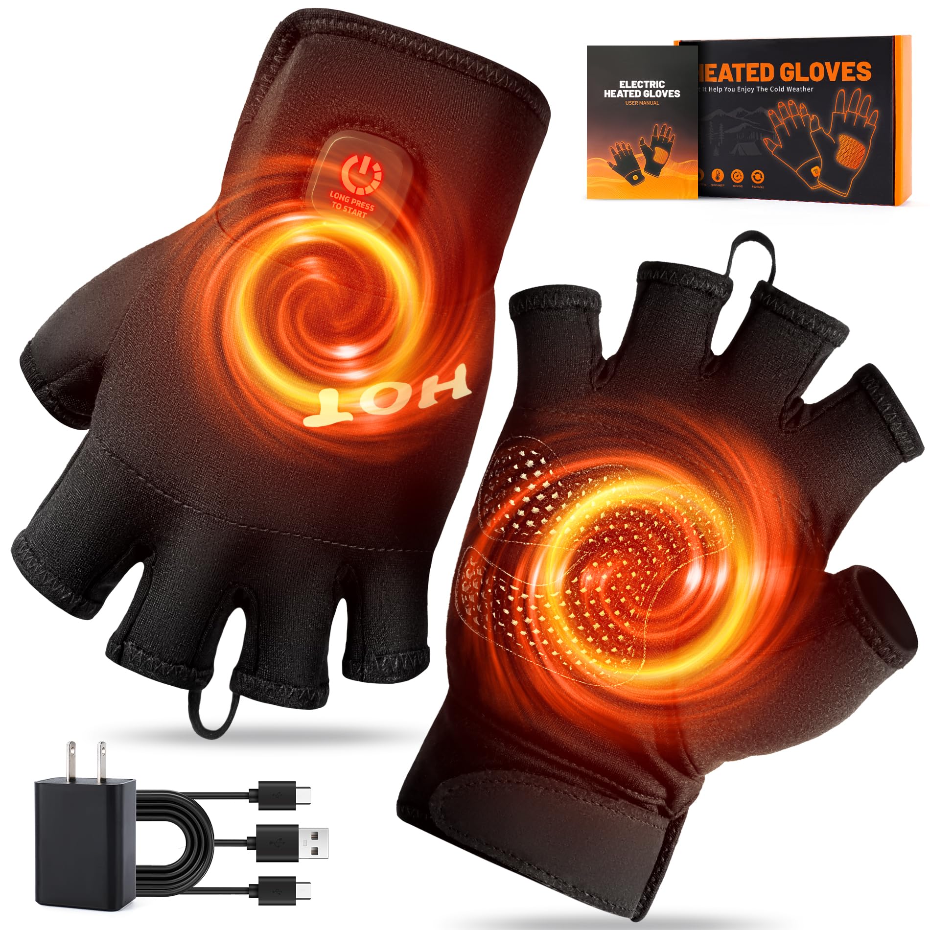 Guantes térmicos para hombres y mujeres, recargables, con pantalla táctil eléctrica, para el frío, el trabajo, la artritis, alivio del dolor, calentadores de manos, compresa caliente, guantes térmicos