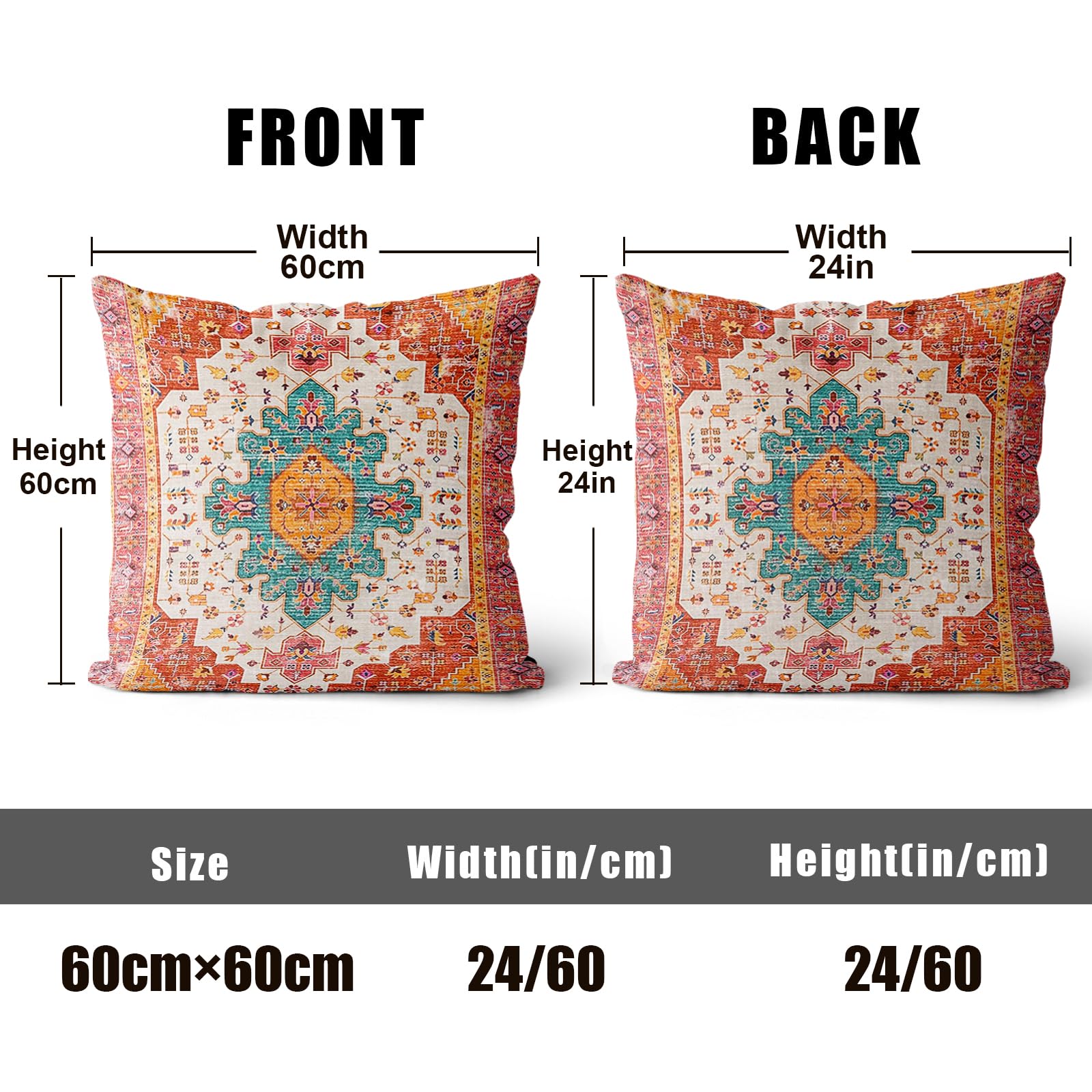 XPHZZL Cushion Covers 60cm x 60cm Set of 2 Soft Decorative Square Throw Pillow Case Boho Pillowcases for Sofa Couch Bedroom Outdoor Home Office Car Decor with Invisible Zipper 24 x 24 Inch - Image 2