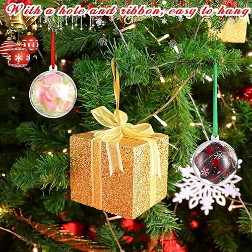 Miniatura 2 de 100 adornos de Navidad transparentes de 1.97 pulgadas para colgar, adornos de plástico transparente para manualidades, adornos de bolas de Navidad