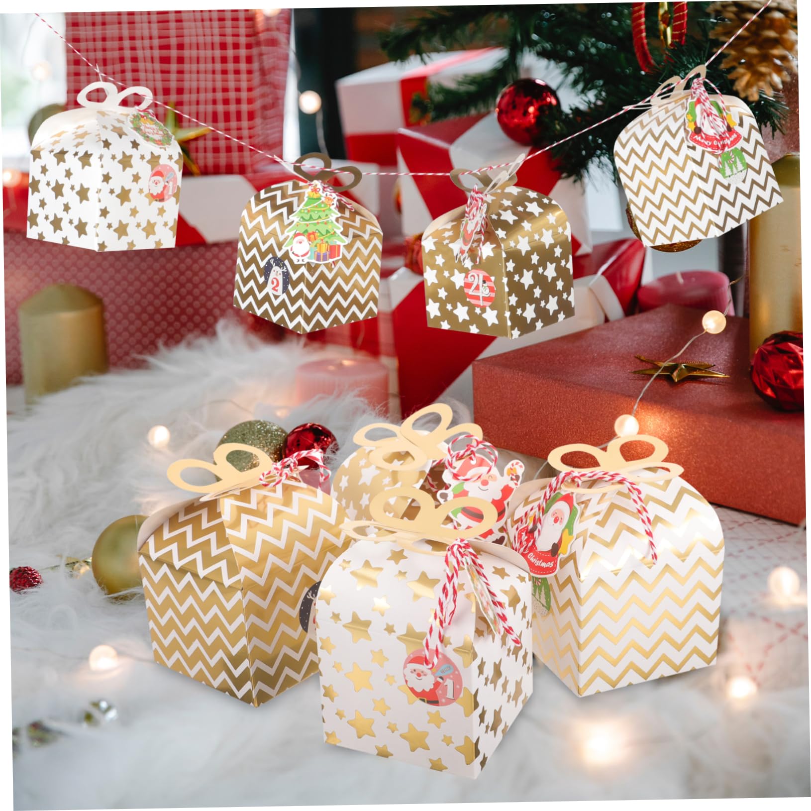 24pezzi Scatol Carta per Caramelle Natalizie Piccole Scatole per Dolcetti per Feste e Doni Natalizi Robuste Squisita Fattura