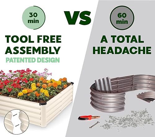 Miniatura 8 de Camas de jardín elevadas galvanizadas al aire libre  Jardinera elevada de 6 x 3 x 1 pie para jardinería, verduras, flores, caja de jardín de metal